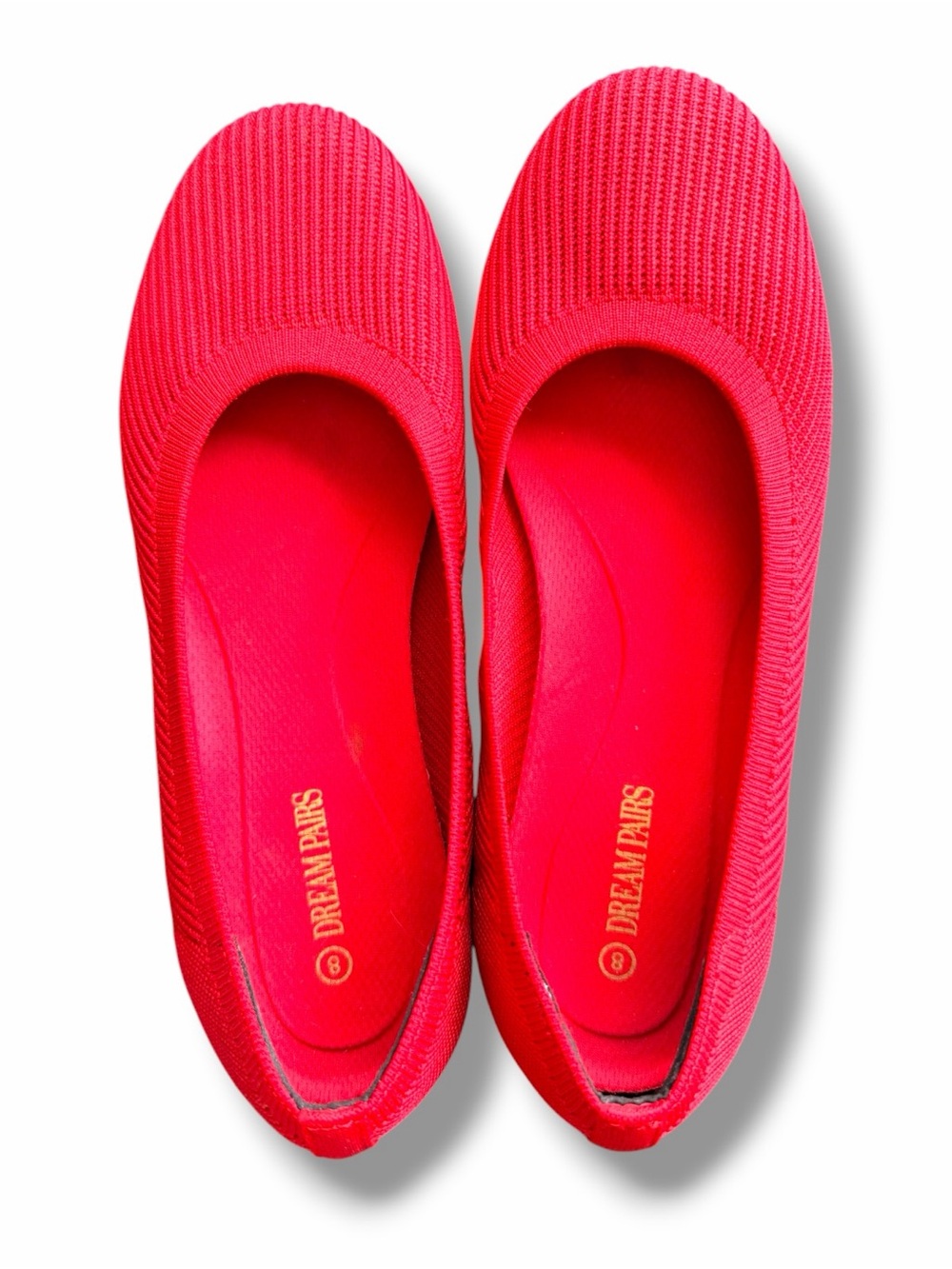 Dream Pairs Women's Bright Red Knit Slip-On Ballet Flats Size 8